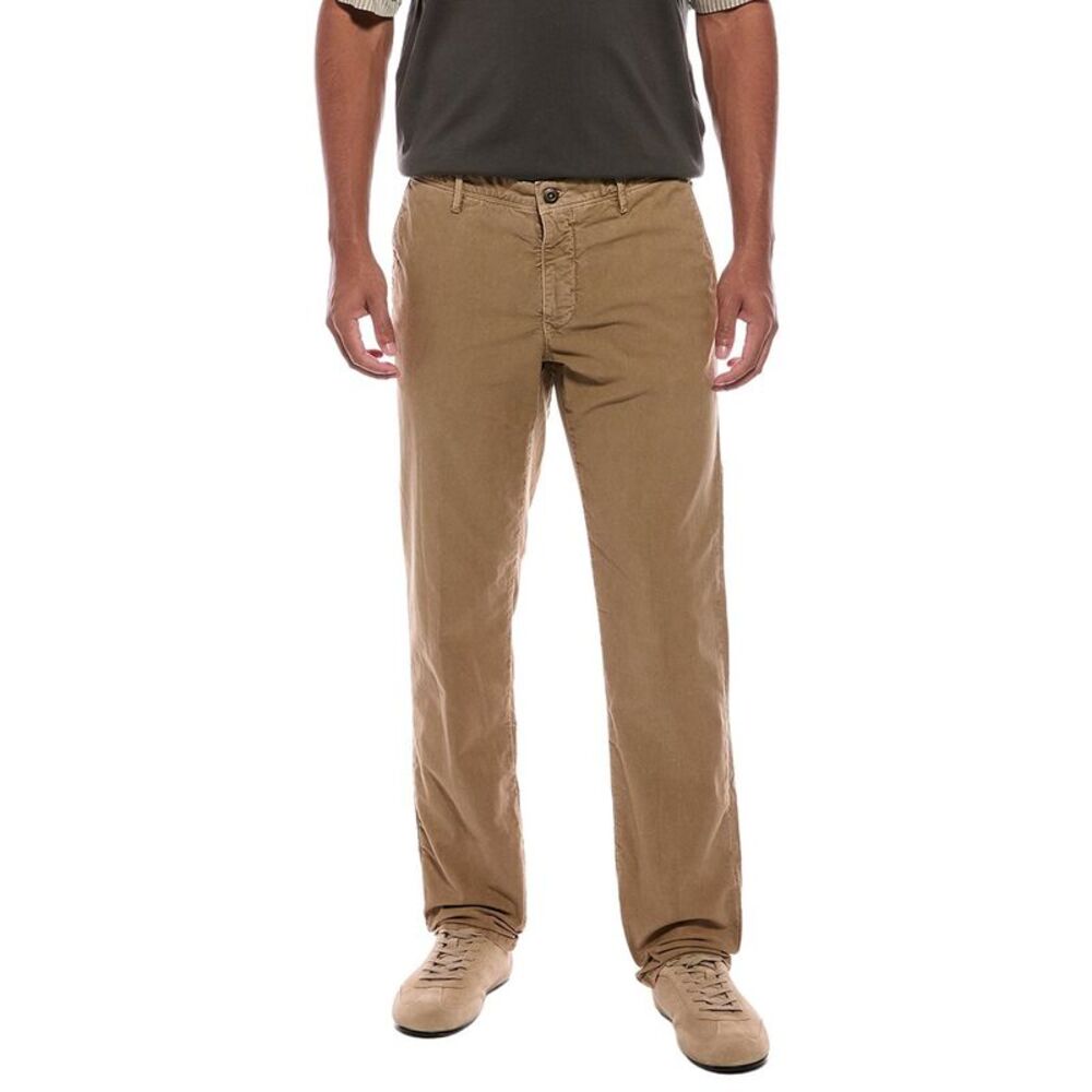 Slowear Mens  Flat Front Regular Fit Pant, Brown